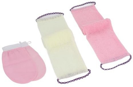 SUNGOOYUE Éponge de Bain en Nylon pour épurateur de Corps Africain pour un Nettoyage Efficace, Paquet de 2 éponges en Filet avec pour un Bain Hygiénique (Beige Rosé)