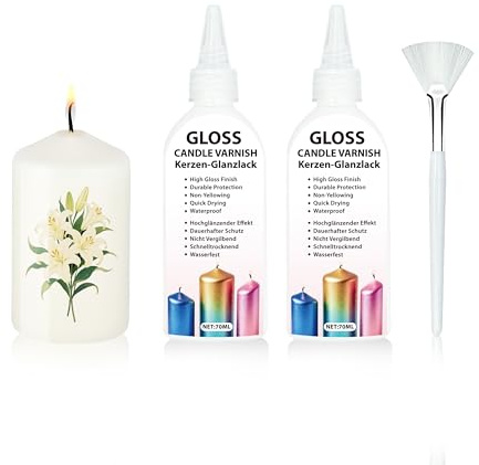 FloraVigo Kerzenlack, 140ml Wasserschiebebilder mit Kerzenlack, Versiegeln von Kerzenlack, DIY-Kerzentattoos, schützen, verschönern und fixieren Sie Ihre kreativen Kerzenarbeiten (2 Stück)