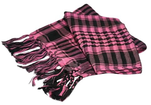 Generisk arabisk rutig franshalsduk, lätt halsduk bomull och halsduk med tofs för utomhus camping tillbehör, unisex dödskalle halsduk, ROSA, One size