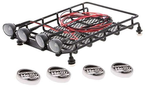 RNXRZANK 155 * 110 * 40mm Alloy Roof Rack W/Round Bar (4 LEDs) for CC01 Parts