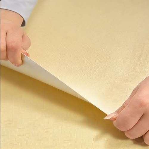 Rouleau de Papier Peint Autocollant, Isolant Thermique Panneaux Muraux Rembourrés, Imperméable et Résistant à l'humidité pour Chambre, Plafond, Revêtement Mural(Beige,50 x 500 x 0.9 CM)