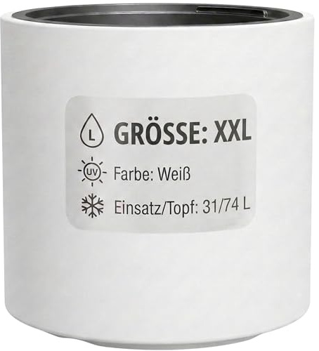 FRAMADO Pflanzkübel rund inkl. Einsatz – Moderner Blumentopf Übertopf aus Kunststoff matt – Frostbeständig & UV-sicher – Garten, Balkon & Innen – Anthrazit & Weiß – Größen L, XL, XXL