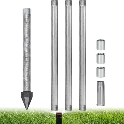 DIUNAOZI Kit Perforación para Pozo Artesiano,Punta de Golpeo para Pozo 1-1/4 Pulgadas INOX con Tubos Galvanizados y Manguitos de Unión,Filtro de Alta Eficiencia para Terrenos Arenosos 3+1kit