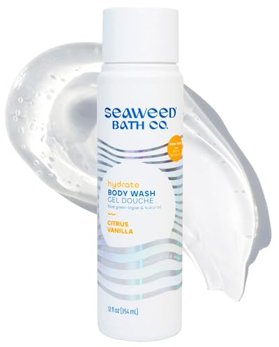 Seaweed Bath Co. Hydrate Body Wash - Citrus Vanilla - Foaming Shower Gel Cleanser with Natural Ingredients - Vegan, Paraben and Sulfate Free - For Women and Men - 12 oz