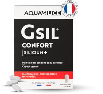 GSIL - Comprimés Confort Articualire & Capital Osseux - Glucosamine, Chondroïtine, Silicium organique & Manganèse - 30 jours de cure - Fabriqué en France