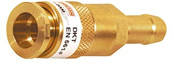IBEDA Schnellkupplung DKT Schlauchkupplung mit Anschluss-Tülle, automatischer Gassperre und Push-Kupplungssystem für Brenngase, Sauerstoff und Inerte Gase, Ausführung:Brenngas 4.0 mm Tüllen
