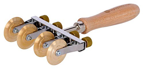 Tagliapasta Roulette coupe-pâte | Roue de coupe pâte fraîches, Feuille fraîche | Quatre lames lisses réglables | Diamètre 38 mm en laiton et manche en bois | Made in Italy