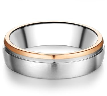 Trilani Herren Ring Edelstahl silber/roségold | rosévergoldet 18 Karat, Bandring