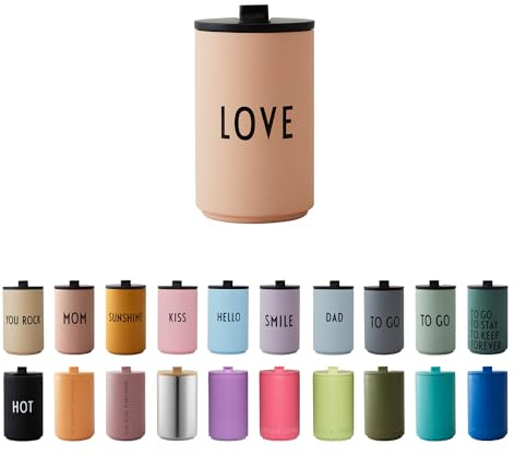 Design Letters Thermobecher LOVE | Thermobecher kaffee to go | Kaffeebecher To Go aus Edelstahl doppelwandig isoliert, auslaufsicher | Geschenke für frauen, Männer | Travel mug | 350 ml