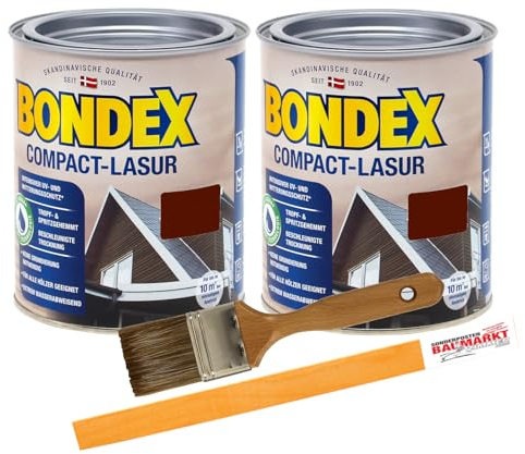 Bondex Compactlasur 2in1 Holzlasur rio palisander 1,5L zum sprühen und streichen inkl. Pinsel und Rührstab