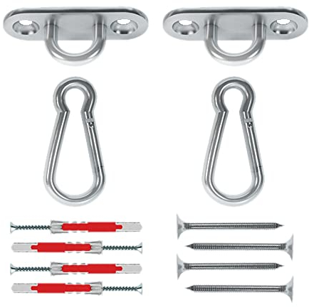 MAMOI® Gancio da soffitto per Altalena e Amaca, Ancoraggio da Parete Girevole, Set da 400kg per Cemento e Legno, Ganci Sacco da Boxe