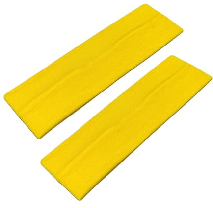 WESTEND CHOICE 7 cm Breites Stirnband, Einfarbig, Dehnbar, Unisex, Kylie-Bandeau für Damen und Herren, Weiches Yoga-Stirnband (Gelb)
