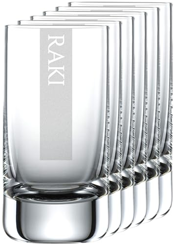 Miriquidi Raki Gläser 6er Set Serie COOLGLAS RAKI | 5cl Glas | Spülmaschinenfest durch Lasergravur| Gläser für Raki 6 Stück