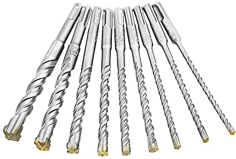 9 tlg. Steinbohrer Set Sds Plus Quick Bohrer Hammerbohrer Betonbohrer, Vierschneidig mit Doppelwendel, z.B. für Beton, Naturstein usw. Größe: 5 6 6 8 8 10 12 14 16 x 160mm