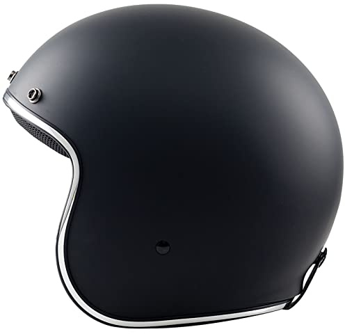 BHR Casco Jet Vintage 811 VINTAGE | Casco Moto Vintage Omologato ECE | Casco Moto Jet stile Cafè Racer | NERO OPACO | XS