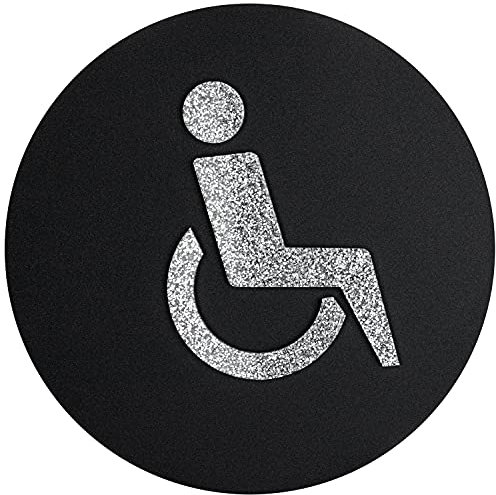 Sosenco WC Handicapés en plexiglas pour Toilette WC Panneau de Toilette Handicapés Stickers pour Toilettes Décoration de porte Décor Bar Café Pub Plaque de Porte pour les Lieux Panneau de WC (argent)
