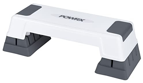 POWRX Aerobic Steppbrett 12/17/24cm (3 Stufen) Weiß I Stepper höhenverstellbar und rutschfest für Aerobic, Gymnastik und Fitness I Home Step Stepbench
