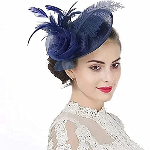 Fascinators Hut Blume Damen Mädchen Haar Mesh Feder Clip Elegant Haarklammer Schleier 20er Jahre Kopfschmuck Cocktail Tea Party Kopfbedeckung Pillbox Stirnband Haarnadel Haarschmuck Hochzeit Kirche