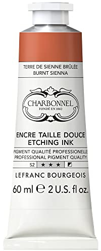 Lefranc Bourgeois 301554 Charbonnel Kupferdruckfarben, hochpigmentierte Tiefdruckfarbe, hervorragende Lichtechtheit, lebendige Farben, alterungsbeständig, 60ml Tube - Burnt Sienna