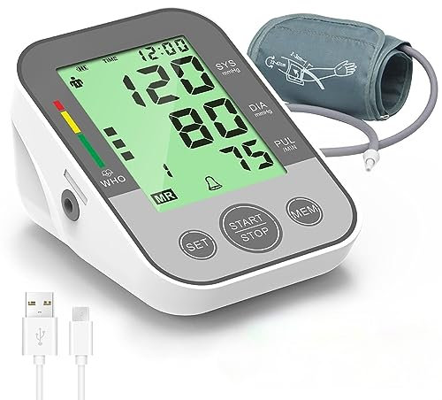 Blood Pressure Monitor - PANACARE Blood Pressure Machine with Large Screen Tri-Color Backlight, Voice Readout and Heart Rate Monitor,Home Blood Pressure Monitor with 22-42cm Extended Cuff B-Gray