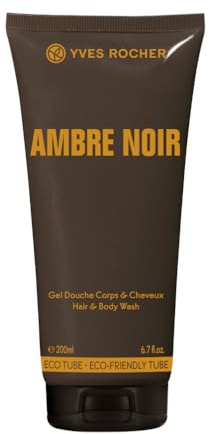 Yves Rocher - AMBRE NOIR Duschgel männer - 2-in-1 Dusch-Shampoo für Herren - Erfrischende Morgenroutine - Sinnlicher Holzduft - Eleganz und Charme - Vegan und natürlich - 200 ml