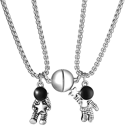 Cupimatch Paar Kette Puzzle Katze I Love U Anhänger Pärchen Halskette Freundschaftskette für Sie und Ihn 2 Verliebte Paar Schmuck Edelstahl Kette Herren Damen Geschenk für Partner Paare