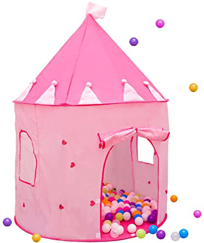 LittleTom Bällebad Mädchen - 300 Bälle - 100x100x135 Kinderzelt für Drinnen & Draußen - Spielzelt Kinder Bällebad Baby Zelt Deko Kinderzimmer - Baby Spielecke Indoor Spielplatz Kinder Spiel Haus Zelt