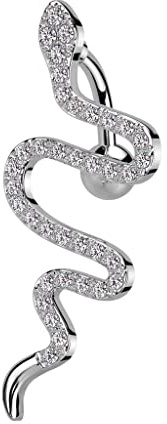 beyoutifulthings Bauch-nabelpiercing Zirkonia Pavé Schlange Silber Gold Schwarz Clear Nabel-Piercing Chirurgenstahl Bananabell Stab-länge 10-mm