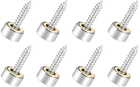QUARKZMAN 8 Stück 10mm Spiegel Schrauben Polierte Edelstahl Dekorative Kappen Abdeckung Verschlüsse für Spiegel und Schild Werbung Dekorative Silber