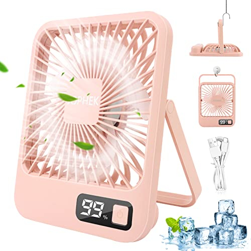 JOPHEK Ventilatore Portatile, 3000mAh Ventilatore USB Mini Ventilatore - Portatile Ventilatore da Tavolo per Casa/Ufficio/Campeggio (Rosa)