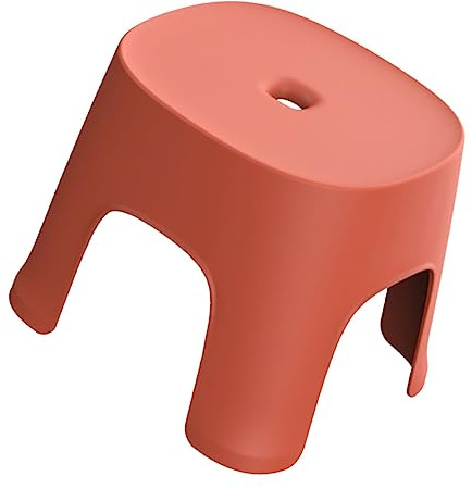 Sgabello Cambio Scarpe da Bagno in PVC Rosso, Leggero e Sicuro | Antiscivolo e Portatile, Uso in Cucina e Camper, Seduta Bassa Pratica, Tinta Rosso