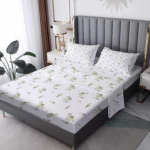 Dinosaur Sheets King Size, Dino Boys Girls Bed Sheets, Patterned Bedding Sheets & Pillowcases 4 Piece Set - Soft Microfiber Deep Pocket Fitted Sheet & Flat Sheet & 2 Pillow Cases L3-&-186