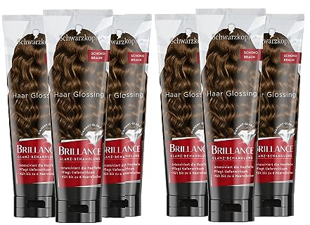 Brillance Glanz-Behandlung, Haar Glossing Schoko Braun 6 x 150 ml, temporäre Haarfarbe, die wie eine Haarmaske angewendet werden kann, hält bis zu 6 Haarwäschen