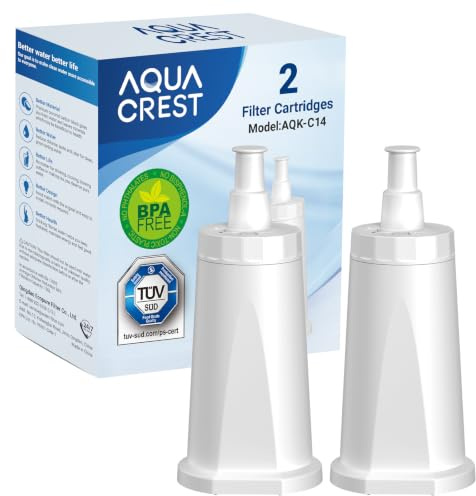 AQUA CREST Water Filter Replacement for Sage® Coffee Machine Filter SES008WHT0NEU1 BES008,SES980/SES990/SES810/SES880/SES920, Barista Express Water Filters, TÜV SÜD Certified (2 Pack) | Replacement for SES980/SES990/SES810/SES880/SES920, Barista Express Water Filters, TÜV SÜD Certified, Package May Vary (2)