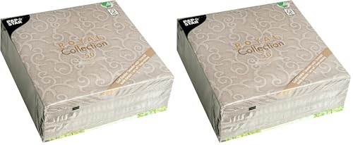 Papstar, 50 Servietten ROYAL Collection 1/4-Falz 40 cm x 40 cm grau Casali, #84889 (Packung mit 2)