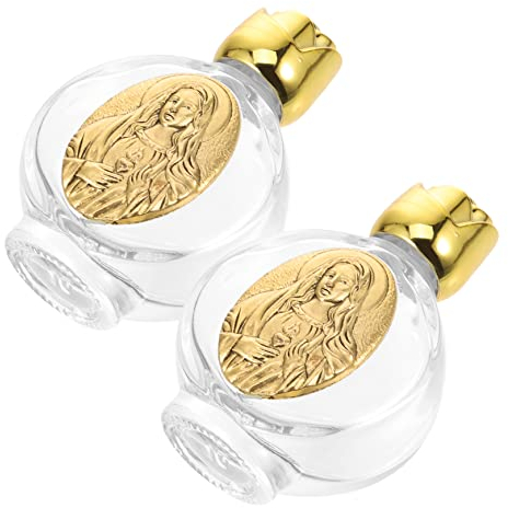 PRETYZOOM 2 Pièces Bouteille en Verre d'eau BéNite 2 PièCes - Contenants Vides RéUtilisables pour Huile Essentielle Parfum - Accessoires Religieux ChréTien