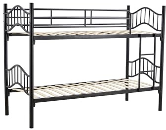 Arredo Stock Letto a castello in metallo con doghe in legno, 203x83x145.5 cm