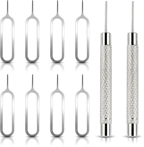 Devenirriche Lot de 10 aiguilles de retrait de carte SIM, stylet d'éjection pour carte SIM, aiguille de téléphone portable pour ouvrir et éjecter, compatible avec tous les téléphones portables