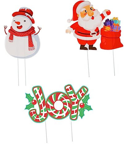 POPETPOP 3stücke Teiliges Weihnachtsgartenstecker Bunte Weihnachtsdeko Für Rasen Und Garten Festliche Motive Wie Santa Claus Und Schneemann Hochwertige Kunststoffmaterialien