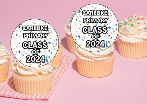 edible 20 x Personalised School leavers class of 2024 cupcake toppers UNCUT wafer/icing (wafer paper)