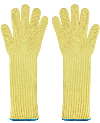 JOLIANE Faser 2 Schichten feuerfester Schnittschutz flammfest 500 Grad Celsius Sicherheitsarbeit Grillofenhandschuh Sicherheitsarbeitshandschuh - Arbeitshandschuhe(48CM 1pair)