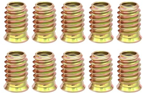 10 Pieces Threaded Inserts for Wood,Insert Hex Socket Nuts M10 Flanged Hexs Socket Nut, Zinc Plated Carbon Steel Hex Drive Head Nut,for Wood Timber Furniture Carpenter DIY and Many Project(M10*25mm)