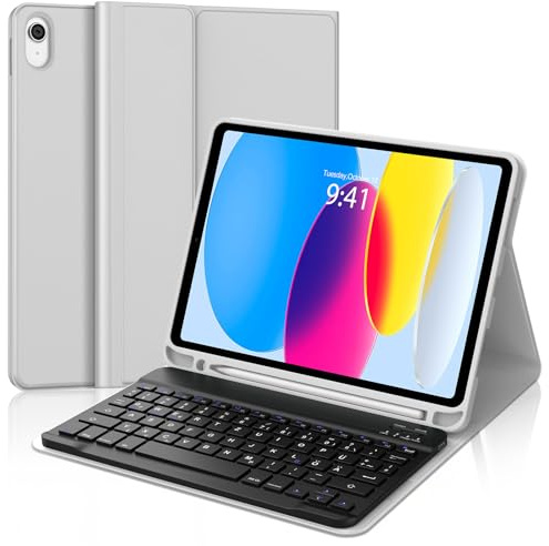 WINCHKING Fodral med tangentbord för iPad A16 11 generation 2025/10, avtagbart TPU-fodral, magnetiskt Bluetooth-tangentbord för iPad 10, QWERTZ layout