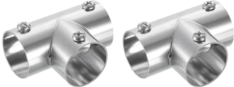 sourcing map 2Pcs 3-Way Pipe Fitting Connector, Fit 1 Inch(25mm) OD Pipe Stainless Steel Structural Pipe Connector Chain Link Fence Clamp