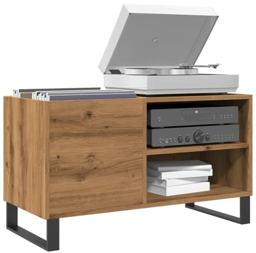 Gecheer Mobile Porta Dischi Rovere Artigianale 84,5x38x48cm Multistrato