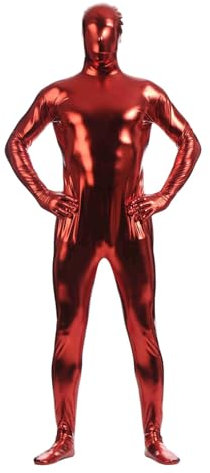 Glänzendes Jumpsuit Herren Lackleder, Catsuit Ganzkörper Herren Sexy,Overall Herren Eng Casual Einfarbig All-Inclusive-Gelcoat Karneval Cosplay Kostüme Kleidung Fasching Party Outfits