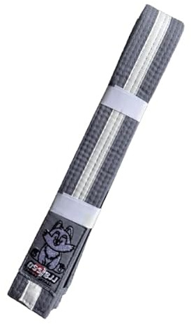 OSS Combat Sports BJJ Cintura per bambini – Approvata IBJJF, 100% cotone, leggera, design resistente, pronta per competizioni, perfetta per giovani praticanti brasiliani di jiu-jitsu., Grigio-bianco,