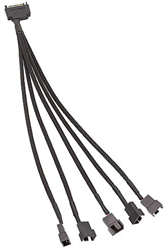 Jrifedptry Cable adaptador SATA de 15 pines a 5 ventiladores SATA a 3 pines/4 pines PMW PC Case Cable adaptador de alimentación para ventilador, cable divisor en Y