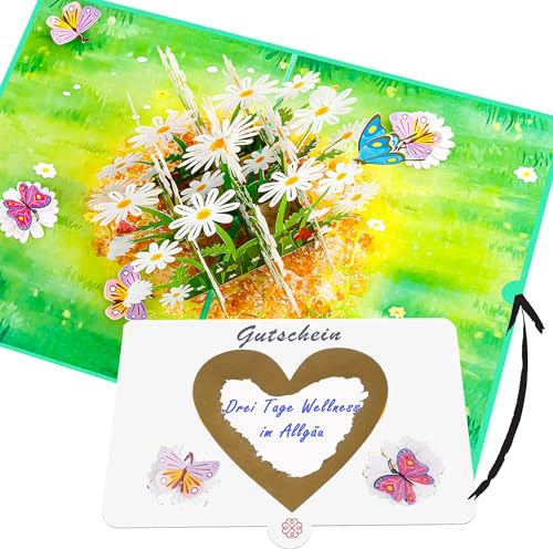 Favour Pop Up® - 3D Karte, ein entzückendes Frühlingsmotiv wird entfaltet – und für die perfekte Überraschung zum Muttertag sorgt dann das Freirubbeln deiner Botschaft unter dem goldenen Herz.