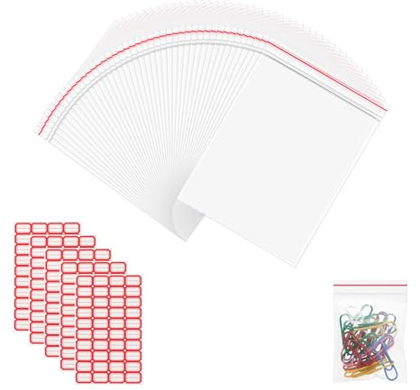 200 Grip Seal Bags, Resealable Clear Plastic Bag with tags, freezer Bag Thickening and Durable, zip lock bags for Food Storage Jewellery Medicine (200, 7 * 10cm)